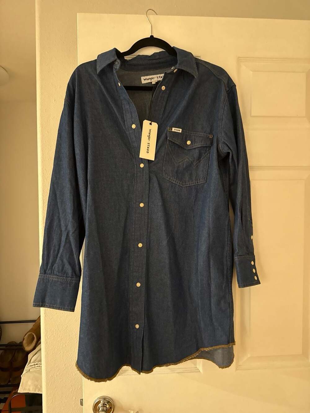 Staud + Wrangler Long Sleeve Tunic - Blue Tops, Clothing - HDJFH20176